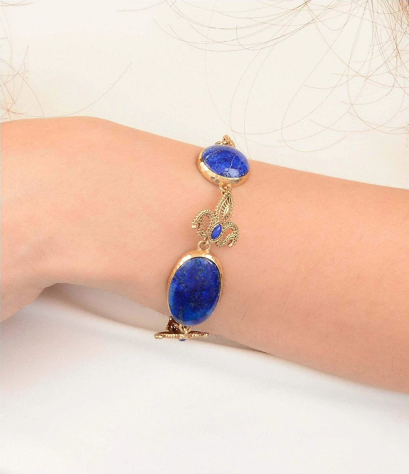 Barse Mehndi Golden and Lapis Adjustable Link Line Bracelet
