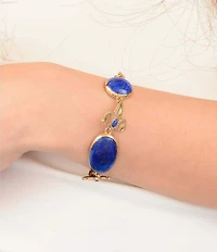 Barse Golden and Lapis Mehndi Adjustable Link Line Bracelet