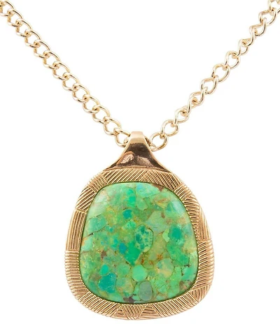 Barse Golden and Lime Turquoise Verdant Dune Short Pendant Necklace