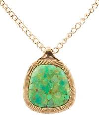 Barse Golden and Lime Turquoise Verdant Dune Short Pendant Necklace