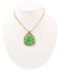 Barse Golden and Lime Turquoise Verdant Dune Short Pendant Necklace