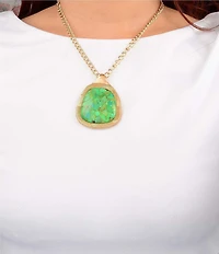 Barse Golden and Lime Turquoise Verdant Dune Short Pendant Necklace