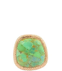 Barse Golden and Lime Turquoise Verdant Dune Statement Ring