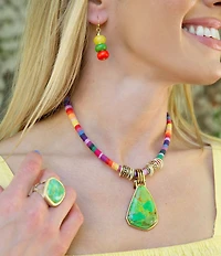 Barse Golden and Lime Turquoise Verdant Dune Statement Ring