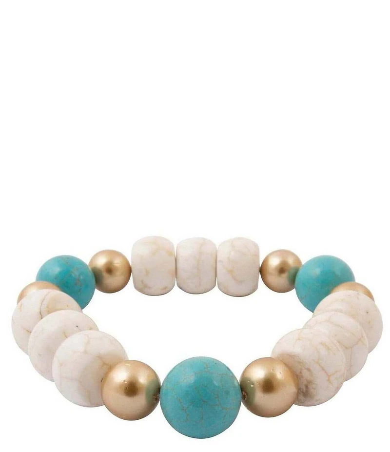 Barse Golden And Magnesite Blue Mesa Stretch Bracelet