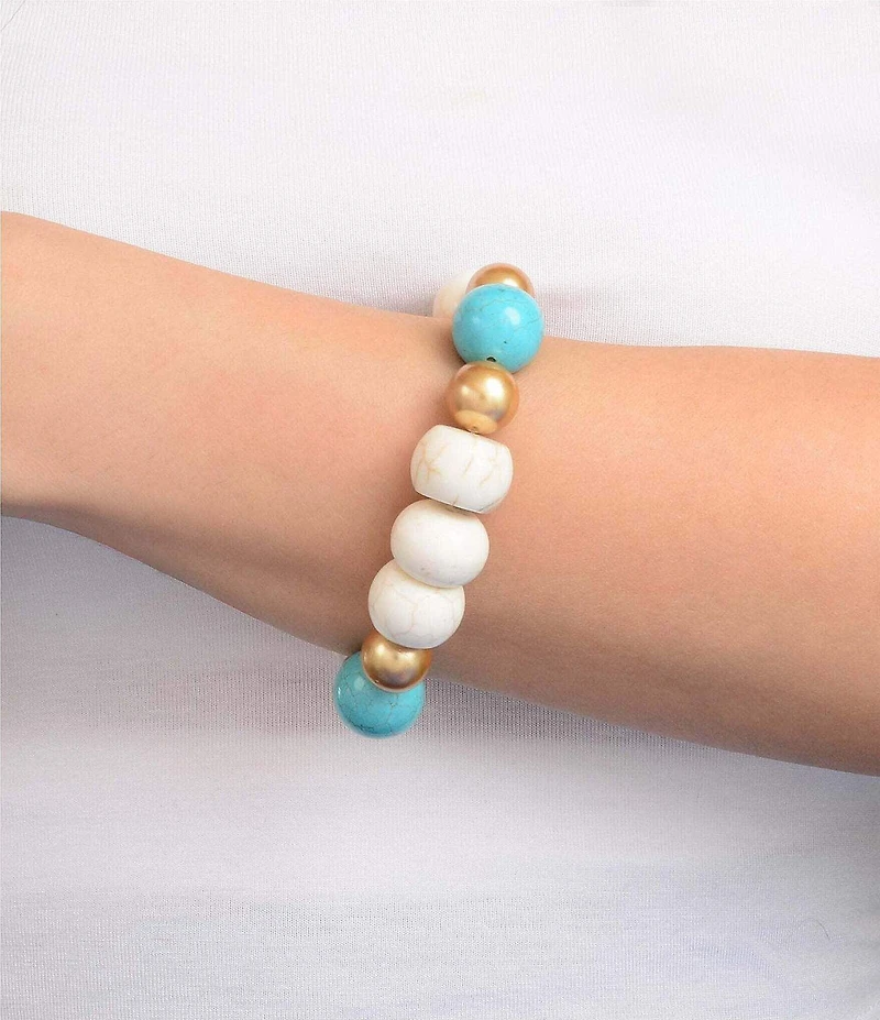 Barse Golden And Magnesite Blue Mesa Stretch Bracelet