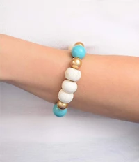 Barse Golden And Magnesite Blue Mesa Stretch Bracelet