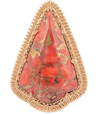 Barse Golden and Metal Infused Red Magnesite Arrow Statement Ring