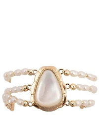 Barse Desert Plume Golden And Mother Of Pearl Adjustable Line Bracelet