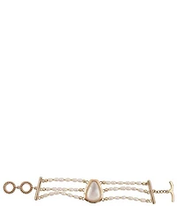 Barse Desert Plume Golden And Mother Of Pearl Adjustable Line Bracelet