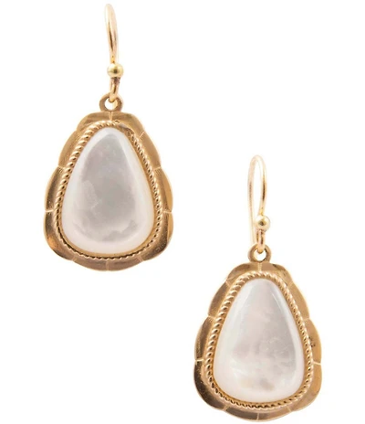 Barse Desert Plume Golden and Mother Of Pearl Drop Earrings