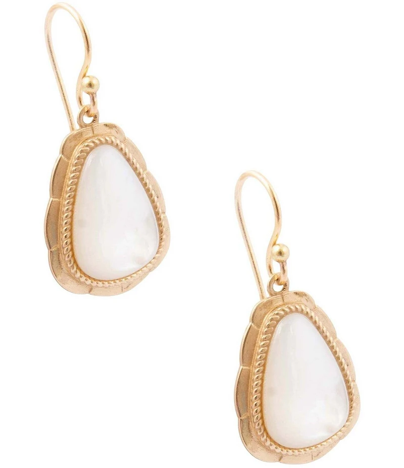 Barse Desert Plume Golden and Mother Of Pearl Drop Earrings