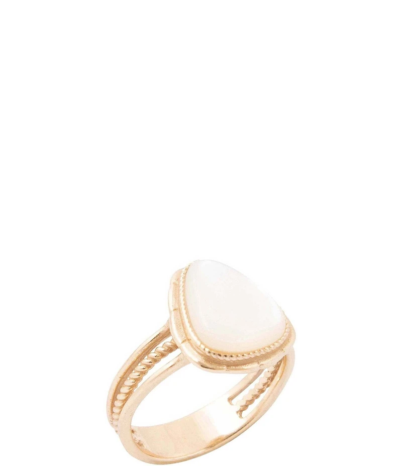 Barse Golden And Mother Of Pearl Desert Plume Statement Ring