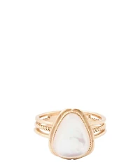 Barse Golden And Mother Of Pearl Desert Plume Statement Ring