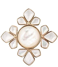 Barse Sun Medallion Golden And Mother Of Pearl Brooch Charm