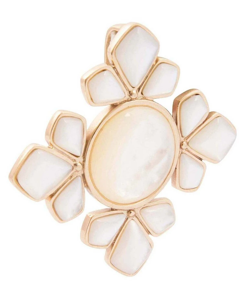 Barse Sun Medallion Golden And Mother Of Pearl Brooch Charm