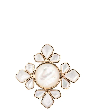 Barse Sun Medallion Golden And Mother Of Pearl Brooch Charm