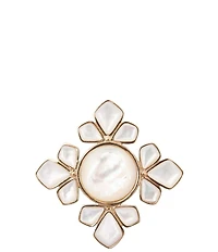 Barse Sun Medallion Golden And Mother Of Pearl Brooch Charm