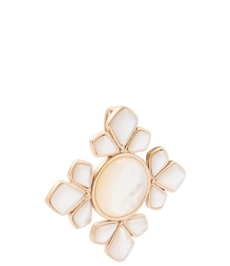Barse Sun Medallion Golden And Mother Of Pearl Brooch Charm