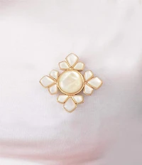 Barse Sun Medallion Golden And Mother Of Pearl Brooch Charm