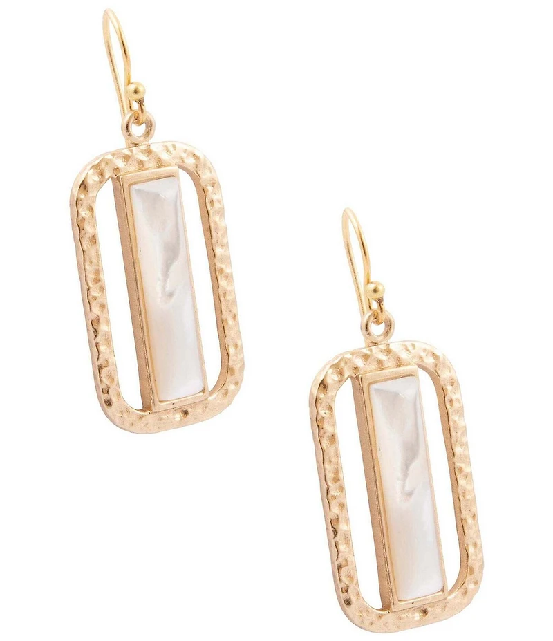 Barse Golden And Mother Of Pearl Wavy Drop Earrings