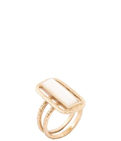 Barse Golden And Mother Of Pearl Wavy Statement Ring