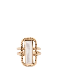 Barse Golden And Mother Of Pearl Wavy Statement Ring