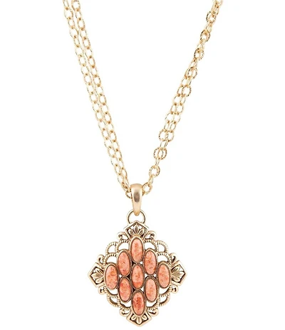 Barse Golden and Orange Sponge Coral San Marcos Long Pendant Necklace