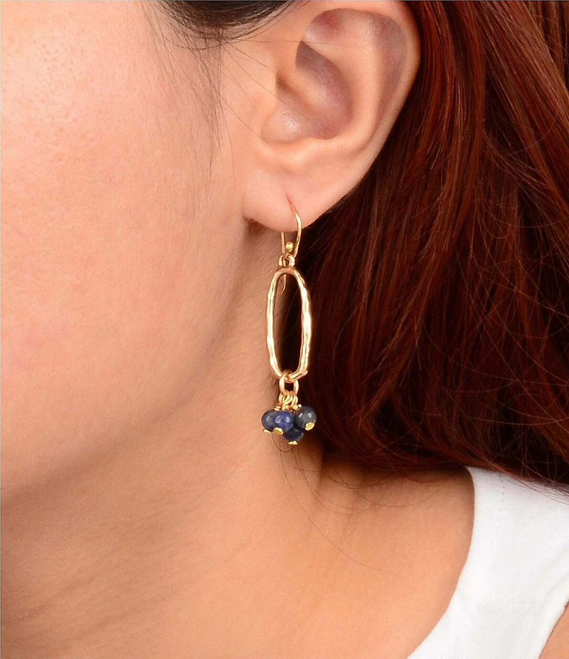 Barse Golden and Sodalite Amelia Drop Earrings
