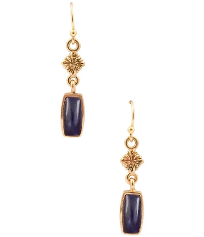 Barse Golden and Sodalite Regalia Drop Earrings
