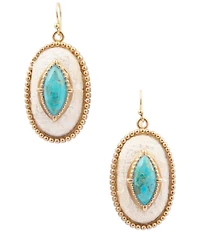 Barse Golden and Turquoise Ethereal Lace Statement Drop Earrings