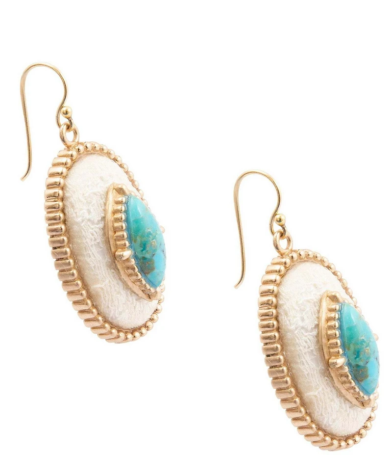 Barse Golden and Turquoise Ethereal Lace Statement Drop Earrings