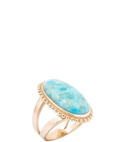 Barse Golden and Turquoise Horizon Statement Ring