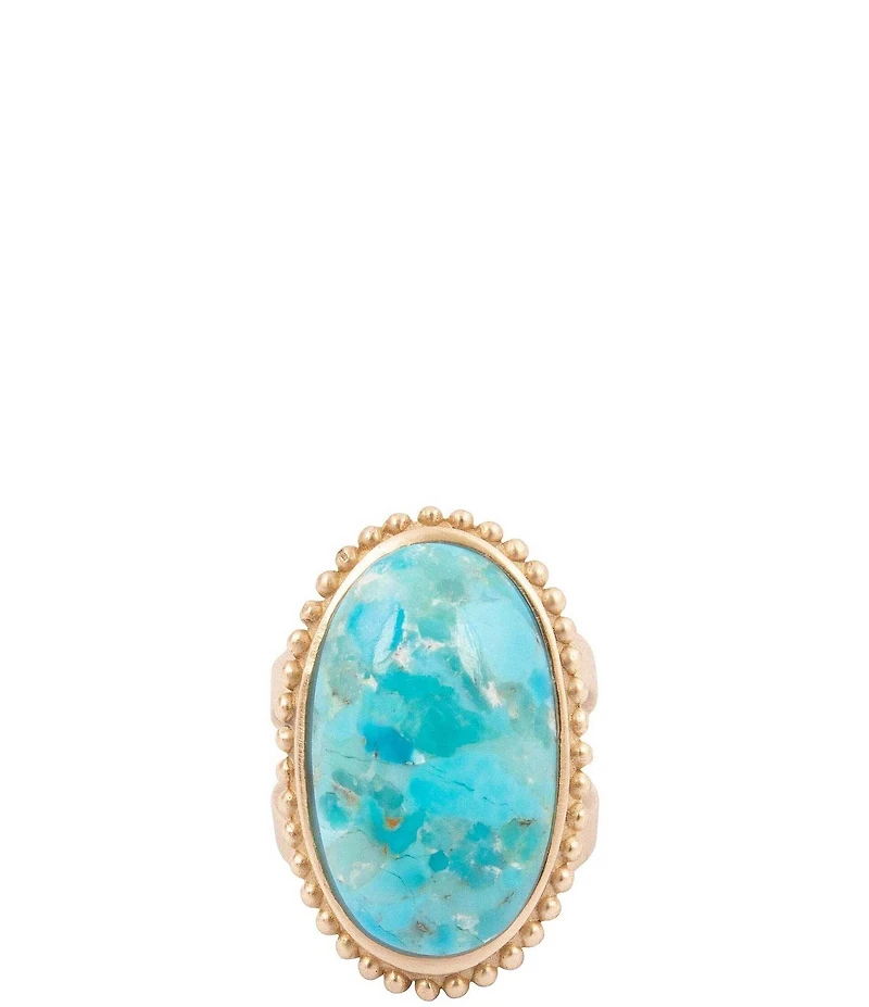 Barse Golden and Turquoise Horizon Statement Ring