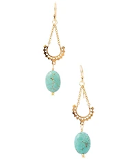 Barse Golden And Turquoise Magnesite Breeze Drop Earrings