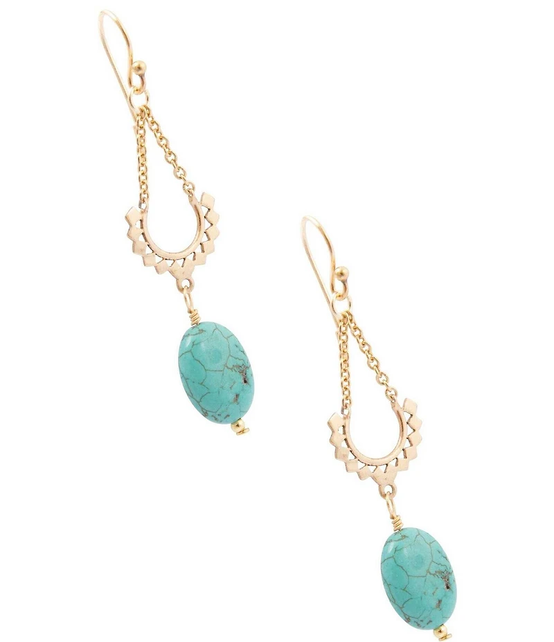 Barse Golden And Turquoise Magnesite Breeze Drop Earrings