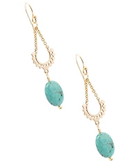 Barse Golden And Turquoise Magnesite Breeze Drop Earrings
