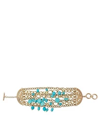 Barse Golden And Turquoise Magnesite Coastal Grove Line Bracelet
