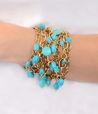Barse Golden And Turquoise Magnesite Coastal Grove Line Bracelet