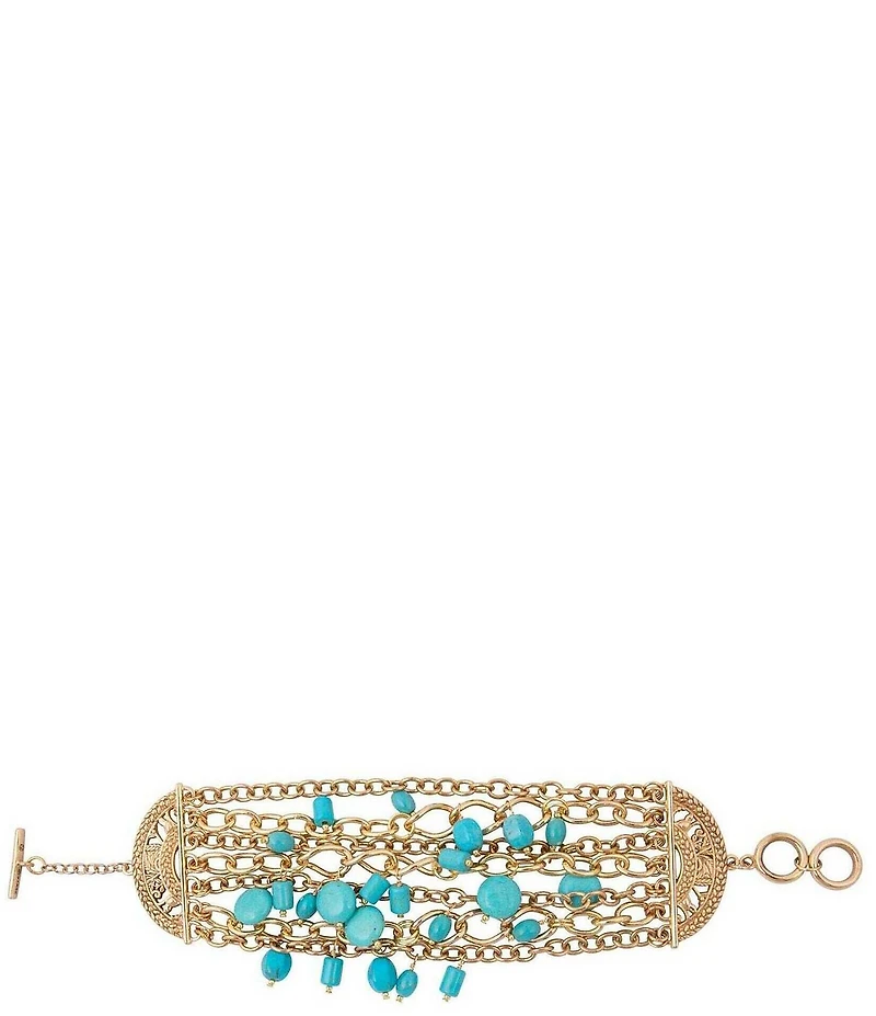 Barse Coastal Grove Golden And Turquoise Magnesite Line Bracelet