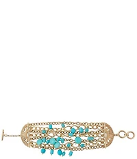 Barse Coastal Grove Golden And Turquoise Magnesite Line Bracelet