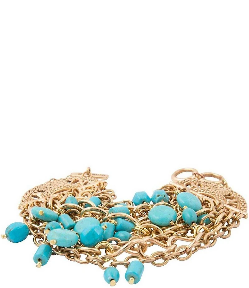 Barse Coastal Grove Golden And Turquoise Magnesite Line Bracelet