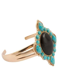 Barse Desert Night Golden, Genuine Turquoise And Onyx Cuff Bracelet