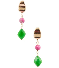 Barse Golden, Green Jade and Watermelon Jade Fresh Cut Drop Earrings