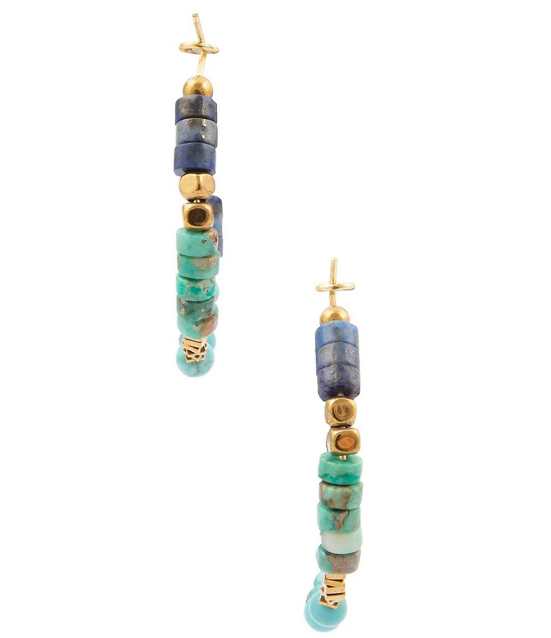 Barse Golden, Lapis and Magnesite Caspian Hoop Earrings