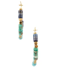 Barse Golden, Lapis and Magnesite Caspian Hoop Earrings