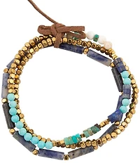 Barse Golden, Lapis and Magnesite Caspian Stretch Bracelet Set