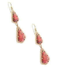 Barse Golden Metal Infused Red Magnesite Arrow Statement Drop Earrings