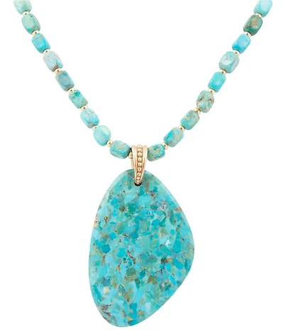 Barse Golden, Turquoise and Magnesite Horizon Short Pendant Necklace