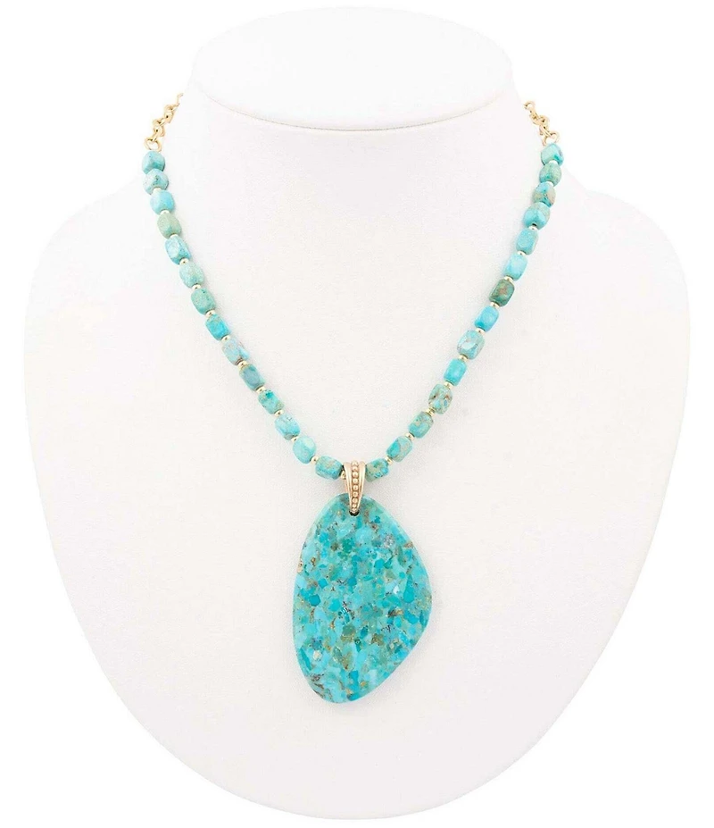 Barse Golden, Turquoise and Magnesite Horizon Short Pendant Necklace